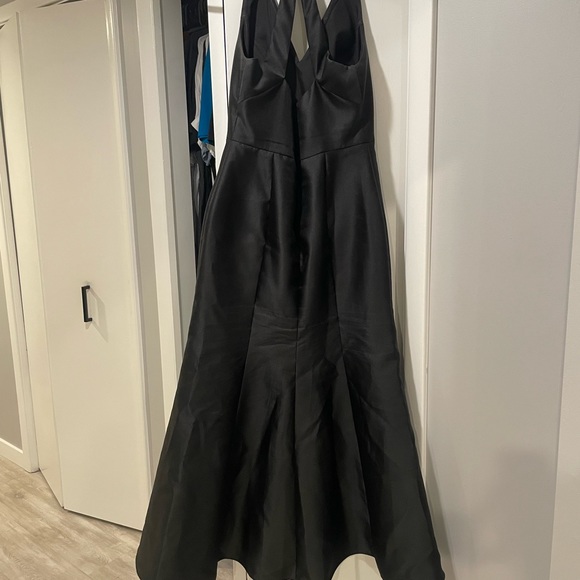 Alfred Sung Halter Satin Tumpet High Slit Gown Dress - Picture 3 of 6